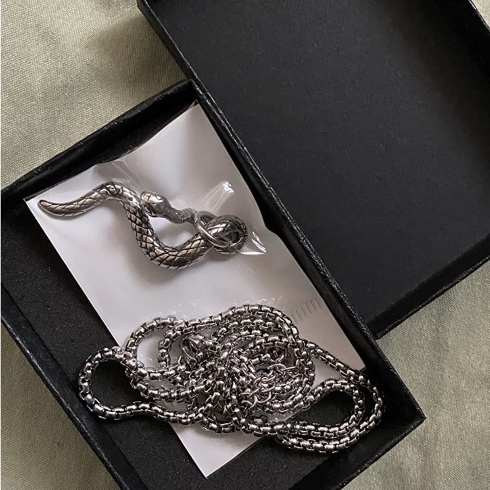 NEW SILVER SNAKE NECKLACE